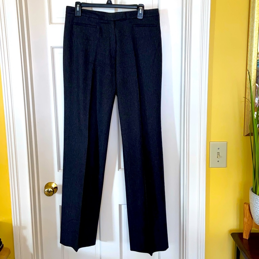 Incotex High Comfort Virgin Wool Gray Pinstripe High Rise Wide Leg Pants
